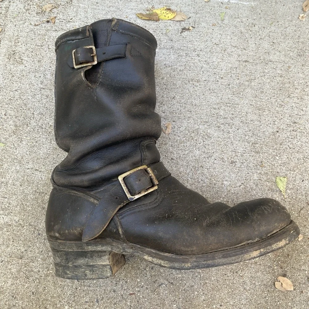 Vintage 60s Sears Engineer Boots Buckle Biker Size Men US 9 Rockabilly